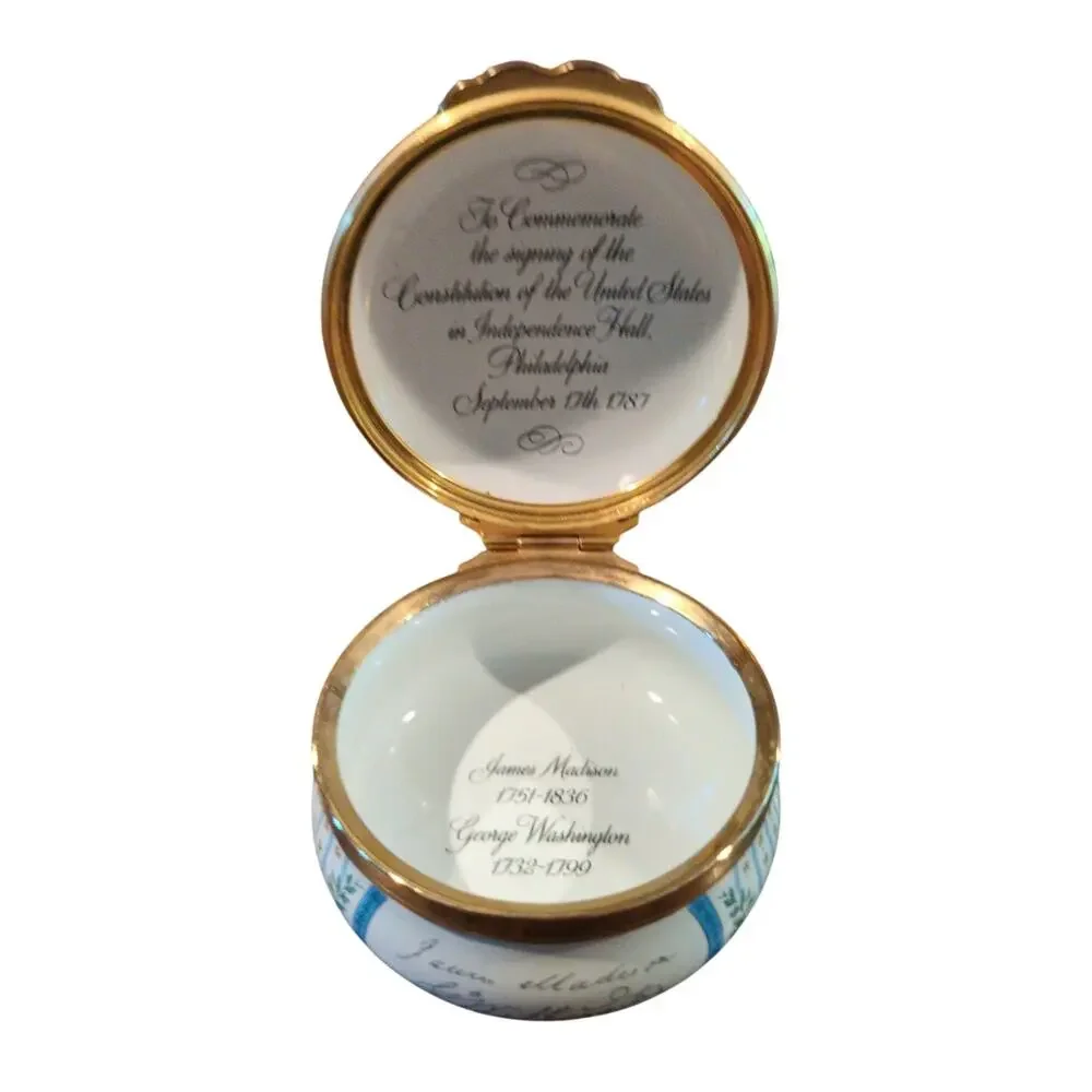 Halcyon Days Enamel Box 1976 Founding Fathers Washington Madison Dec of Independ